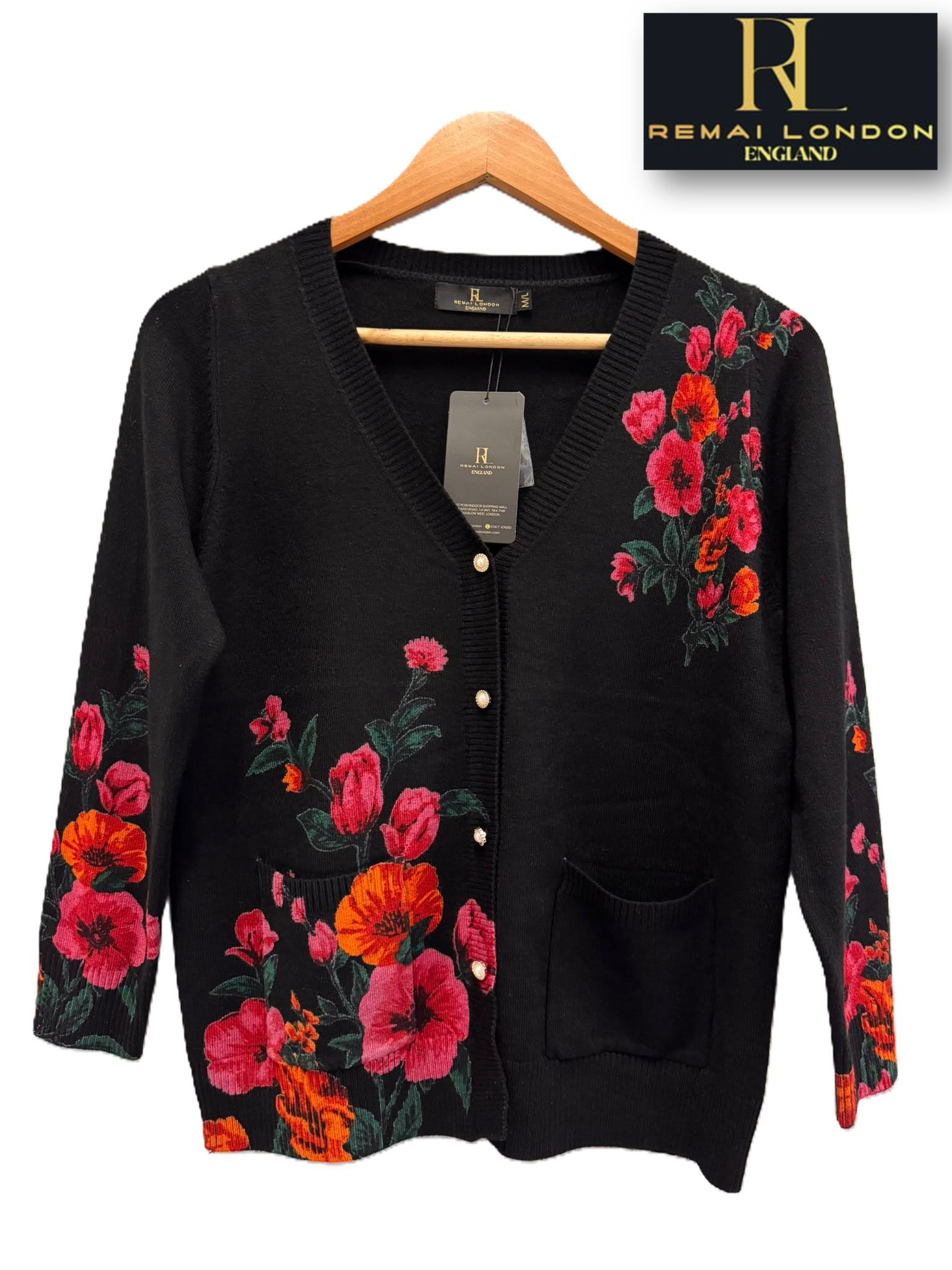 Remai London Royal Bloom Cardigan – Black