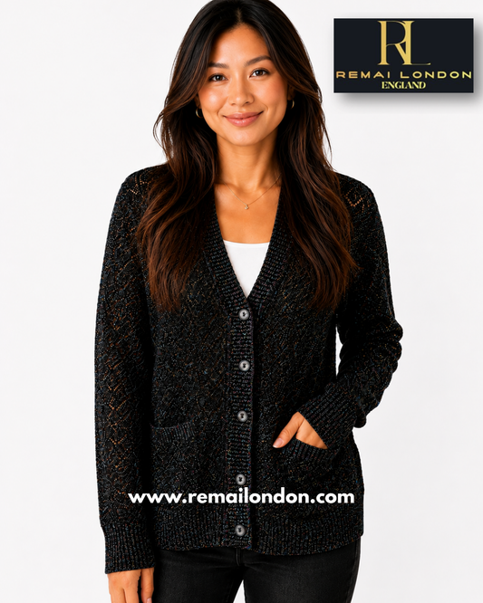 Remai London Net Glitter Cardigan - Black
