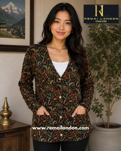 Remai London Feather Cardigan –  Green