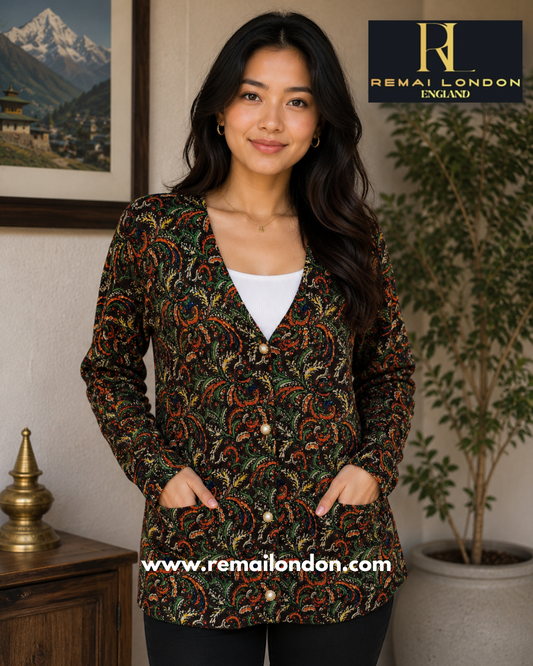 Remai London Feather Cardigan –  Green