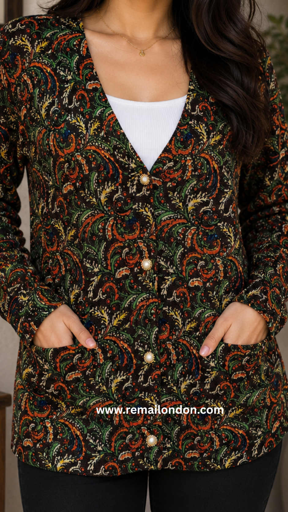 Remai London Feather Cardigan –  Green
