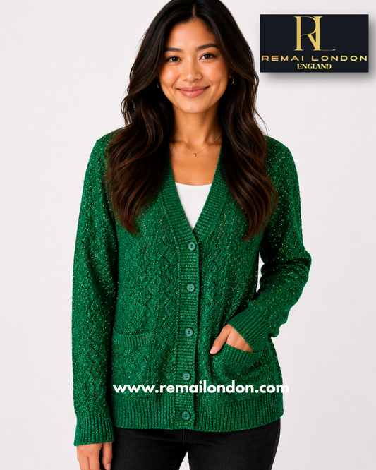 Remai London Net Glitter Cardigan - Green