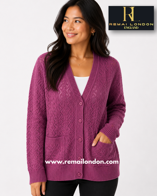 Remai London Plain Net Cardigan - Light Purple