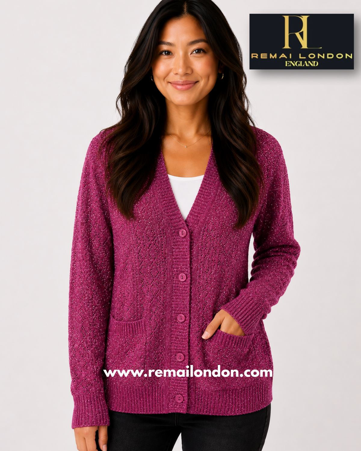 Remai London Net Glitter Cardigan - Light Purple