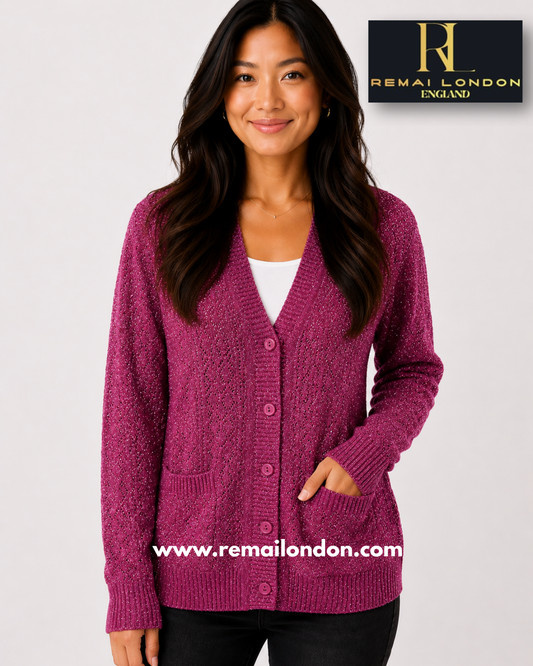 Remai London Net Glitter Cardigan - Light Purple