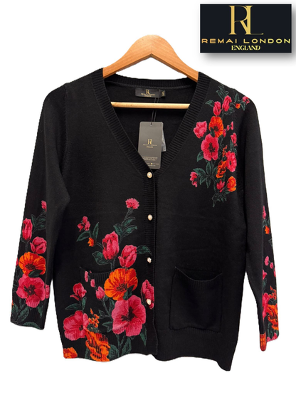 Remai London Royal Bloom Cardigan –  Black