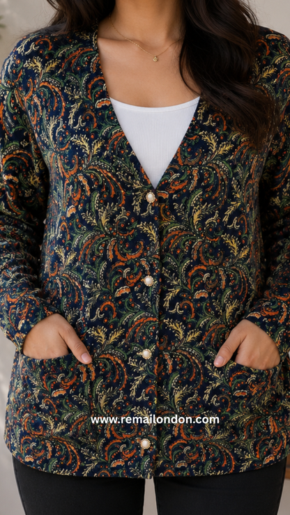 Remai London Feather Cardigan –  Navy Blue
