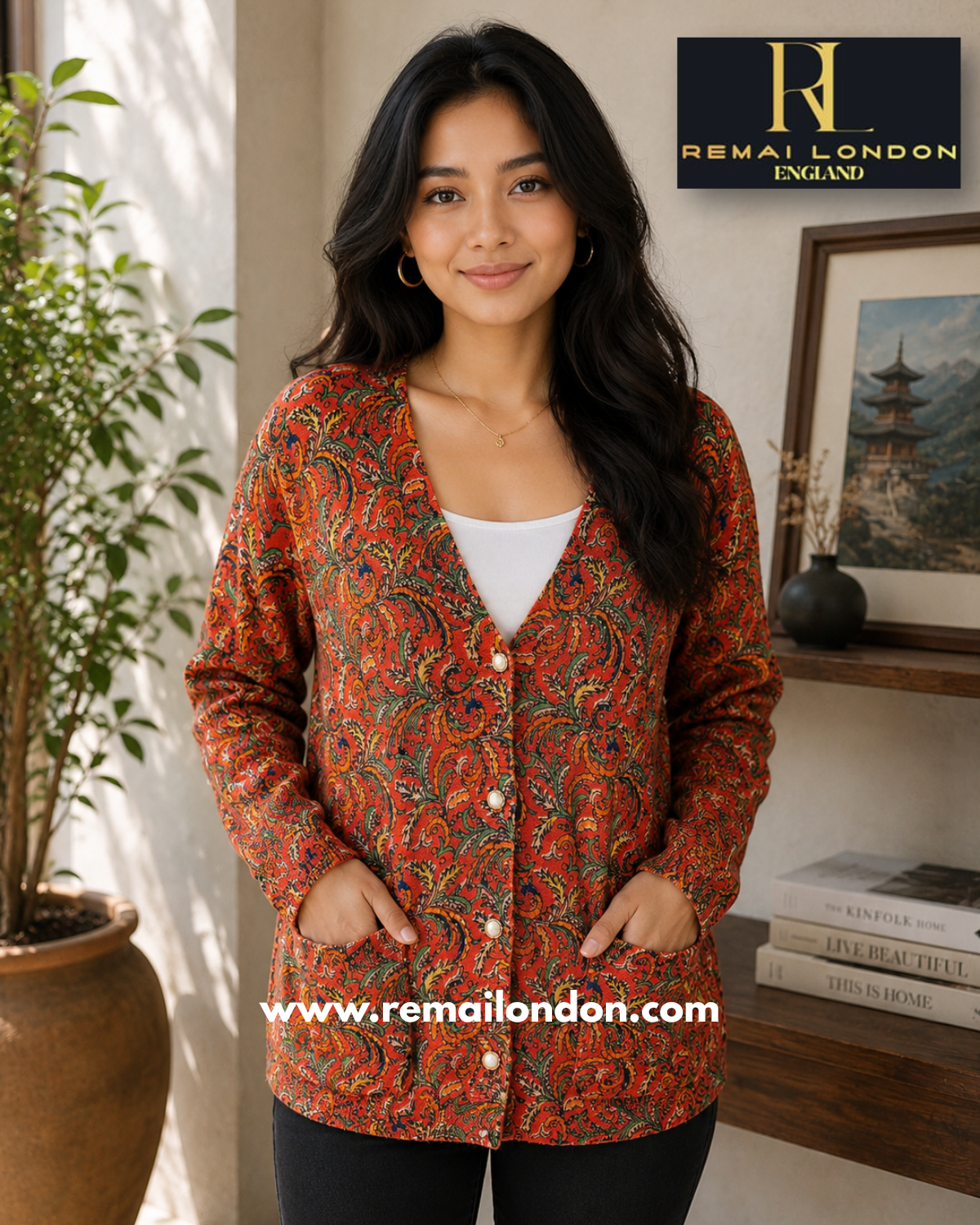 Remai London Feather Cardigan –  Orange