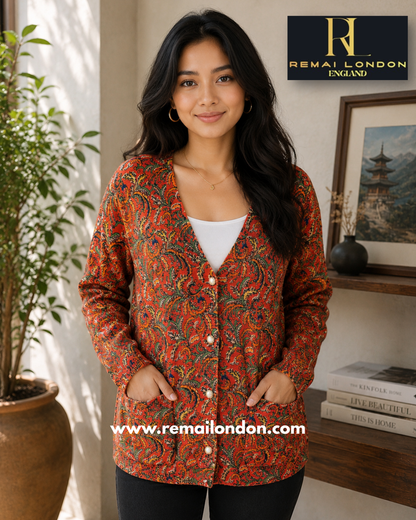 Remai London Feather Cardigan –  Orange