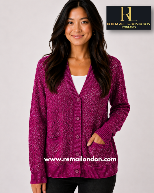 Remai London Net Glitter Cardigan - Rose Pink
