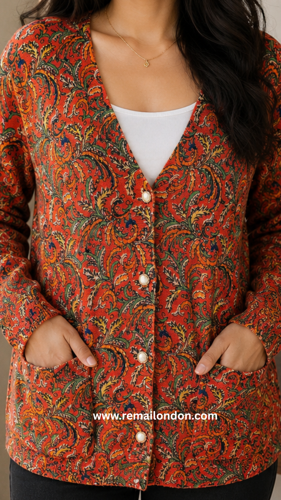 Remai London Feather Cardigan –  Orange