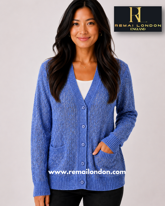 Remai London Net Glitter Cardigan - Sky Blue