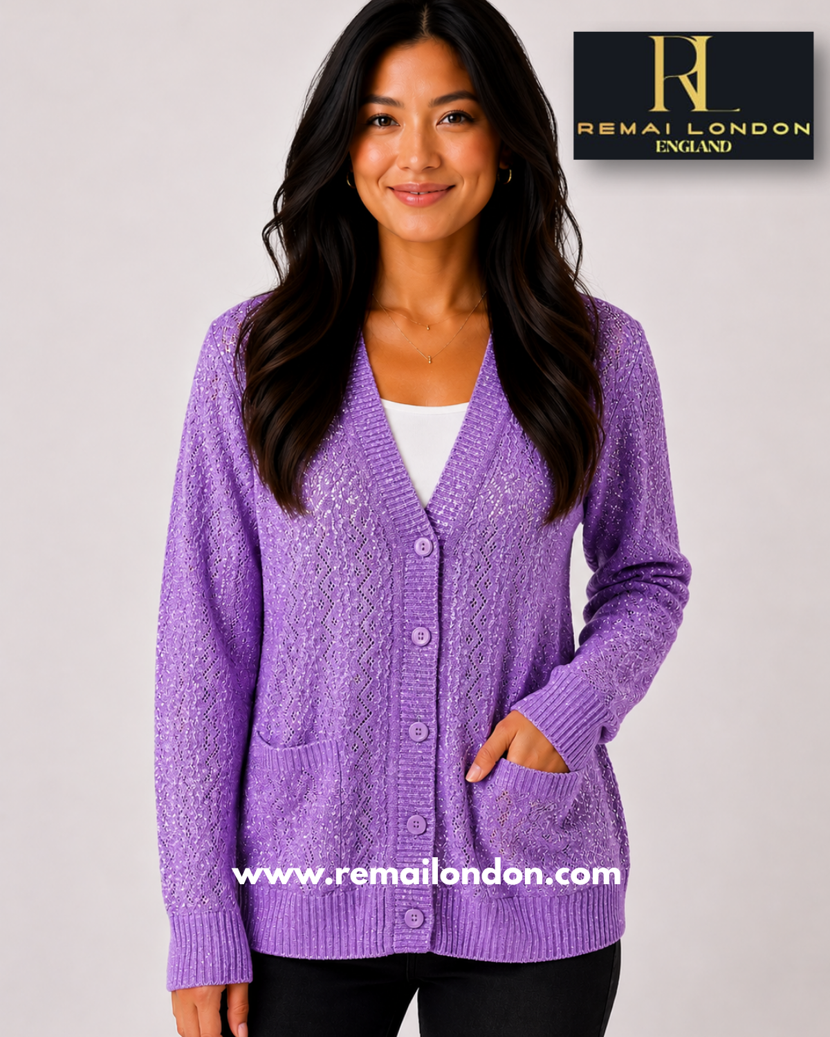Remai London Net Glitter Cardigan - Lavendar