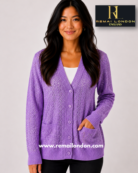 Remai London Net Glitter Cardigan - Lavendar