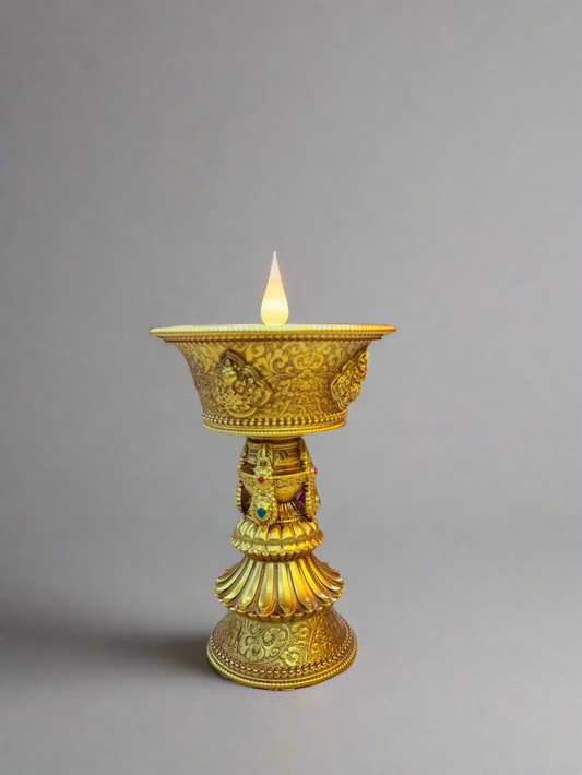 LED Tibetan Butter Lamp - Gold