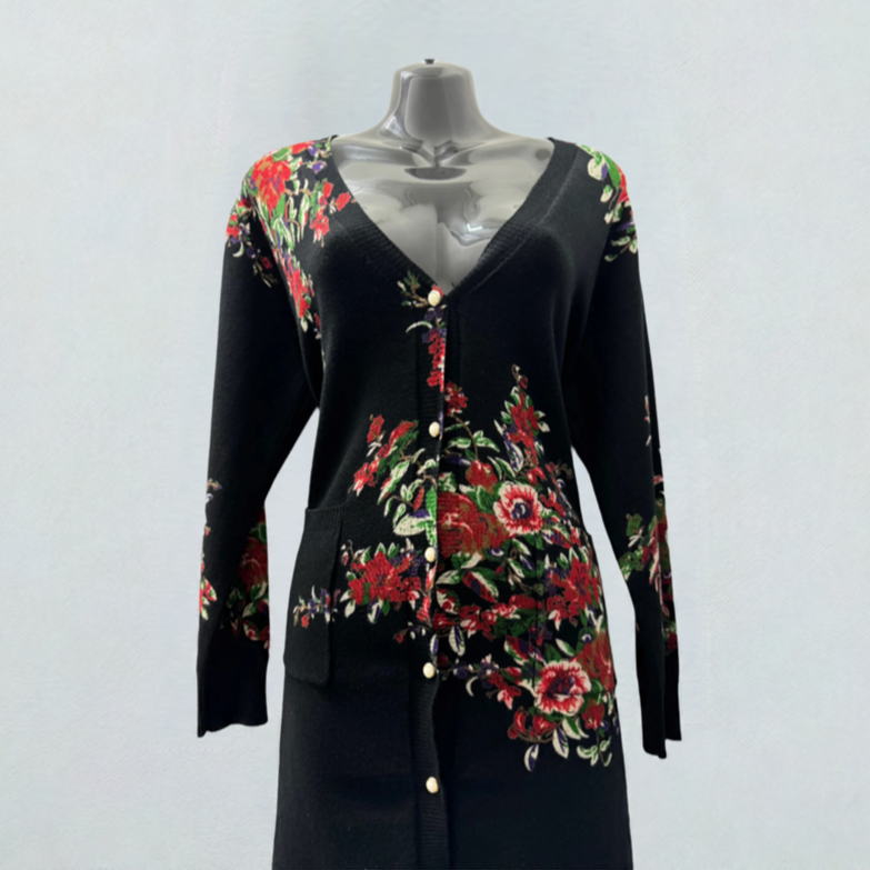 Remai London Floral Long Cardigan w/ Pocket