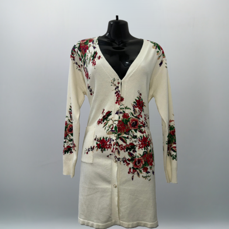 Remai London Floral Long Cardigan w/ Pocket