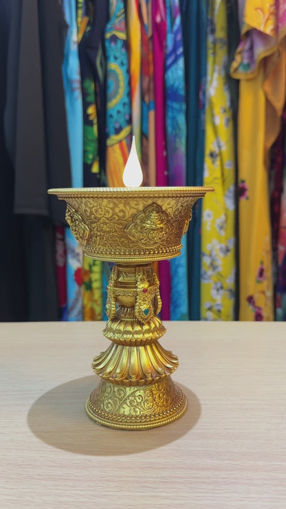 LED Tibetan Butter Lamp - Gold